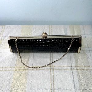 Vintage Style Elegant Faux Patent Croc Purse